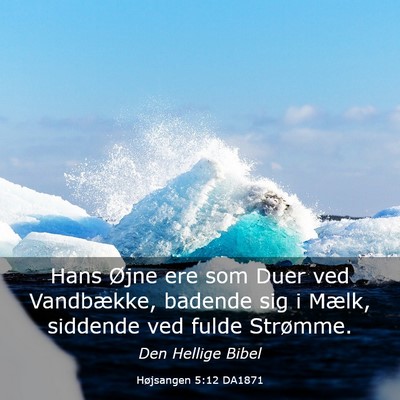 Picture 03 - Højsangen 5:12 DA1871 - Hans Øjne ere som Duer ved Vandbække, badende - Bible Verse Picture