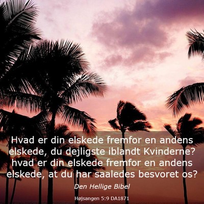 Picture 03 - Højsangen 5:9 DA1871 - Hvad er din elskede fremfor en andens elskede, du - Bible Verse Picture