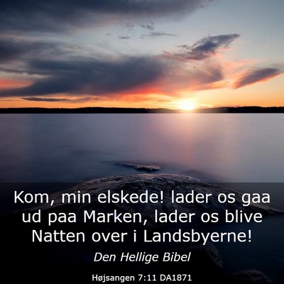 Picture 03 - Højsangen 7:11 DA1871 - Kom, min elskede! lader os gaa ud paa Marken, - Bible Verse Picture