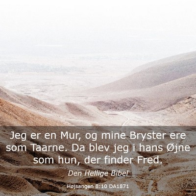 Picture 03 - Højsangen 8:10 DA1871 - Jeg er en Mur, og mine Bryster ere som Taarne. Da - Bible Verse Picture