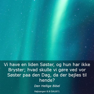 Picture 03 - Højsangen 8:8 DA1871 - Vi have en liden Søster, og hun har ikke - Bible Verse Picture