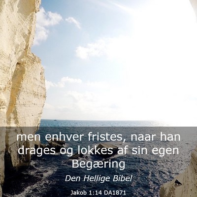 Picture 03 - Jakob 1:14 DA1871 - men enhver fristes, naar han drages og lokkes af - Bible Verse Picture