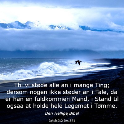 Picture 03 - Jakob 3:2 DA1871 - Thi vi støde alle an i mange Ting; dersom nogen - Bible Verse Picture