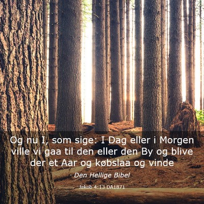 Picture 03 - Jakob 4:13 DA1871 - Og nu I, som sige: I Dag eller i Morgen ville vi - Bible Verse Picture