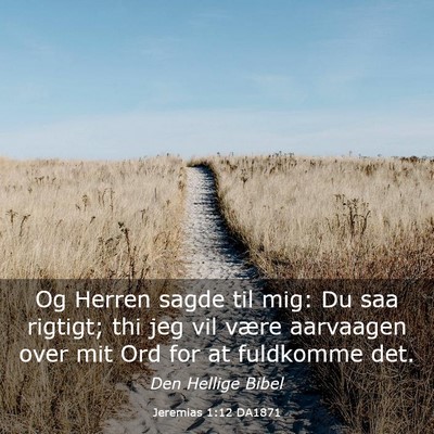 Picture 03 - Jeremias 1:12 DA1871 - Og Herren sagde til mig: Du saa rigtigt; thi jeg - Bible Verse Picture