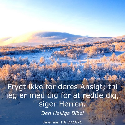 Picture 03 - Jeremias 1:8 DA1871 - Frygt ikke for deres Ansigt; thi jeg er med dig - Bible Verse Picture