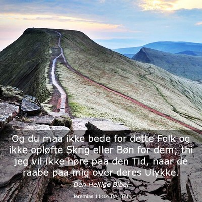 Picture 03 - Jeremias 11:14 DA1871 - Og du maa ikke bede for dette Folk og ikke - Bible Verse Picture