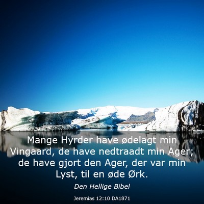 Picture 03 - Jeremias 12:10 DA1871 - Mange Hyrder have ødelagt min Vingaard, de have - Bible Verse Picture