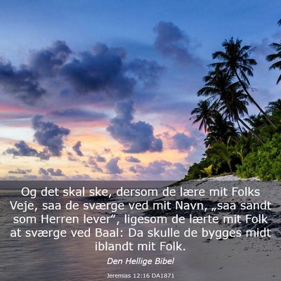 Picture 03 - Jeremias 12:16 DA1871 - Og det skal ske, dersom de lære mit Folks Veje, - Bible Verse Picture