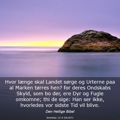 Picture 03 - Jeremias 12:4 DA1871 - Hvor længe skal Landet sørge og Urterne paa al - Bible Verse Picture