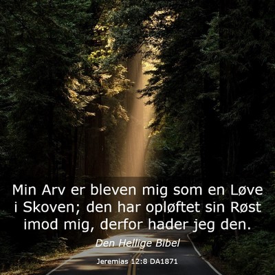 Picture 03 - Jeremias 12:8 DA1871 - Min Arv er bleven mig som en Løve i Skoven; den - Bible Verse Picture