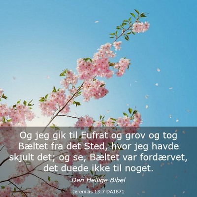 Picture 03 - Jeremias 13:7 DA1871 - Og jeg gik til Eufrat og grov og tog Bæltet fra - Bible Verse Picture
