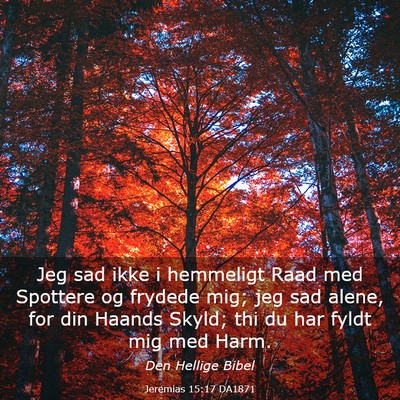 Picture 03 - Jeremias 15:17 DA1871 - Jeg sad ikke i hemmeligt Raad med Spottere og - Bible Verse Picture