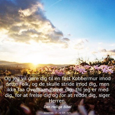 Picture 03 - Jeremias 15:20 DA1871 - Og jeg vil gøre dig til en fast Kobbermur imod - Bible Verse Picture
