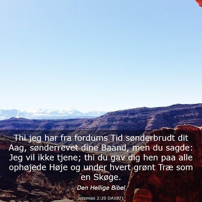 Picture 03 - Jeremias 2:20 DA1871 - Thi jeg har fra fordums Tid sønderbrudt dit Aag, - Bible Verse Picture