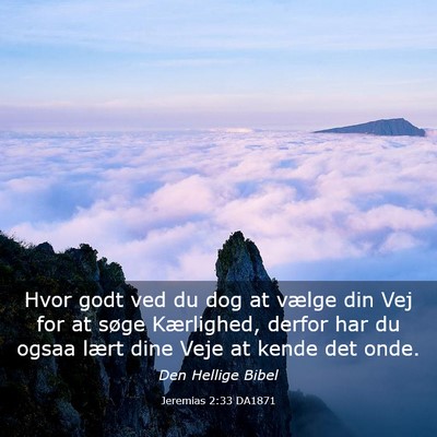 Picture 03 - Jeremias 2:33 DA1871 - Hvor godt ved du dog at vælge din Vej for at - Bible Verse Picture