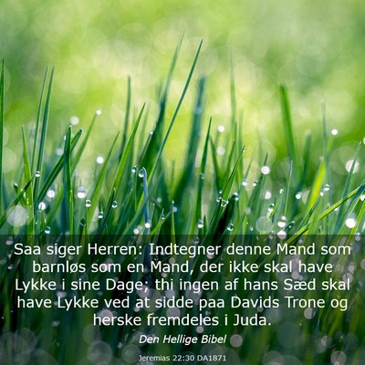 Picture 03 - Jeremias 22:30 DA1871 - Saa siger Herren: Indtegner denne Mand som - Bible Verse Picture