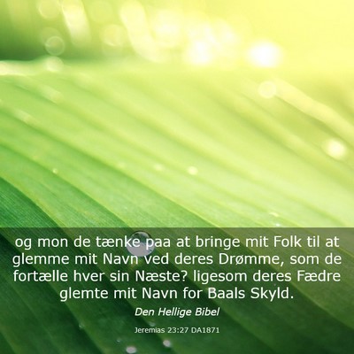 Picture 03 - Jeremias 23:27 DA1871 - og mon de tænke paa at bringe mit Folk til at - Bible Verse Picture