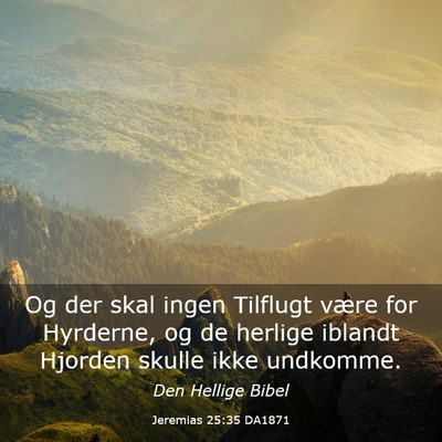 Picture 03 - Jeremias 25:35 DA1871 - Og der skal ingen Tilflugt være for Hyrderne, og - Bible Verse Picture
