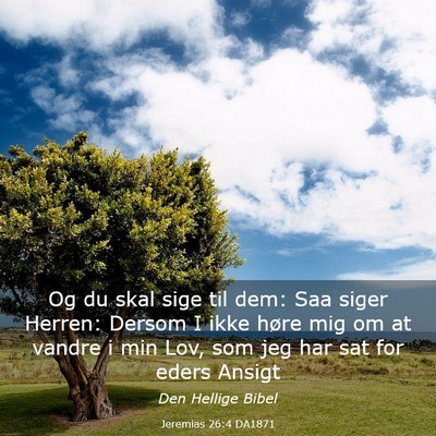 Picture 03 - Jeremias 26:4 DA1871 - Og du skal sige til dem: Saa siger Herren: Dersom - Bible Verse Picture