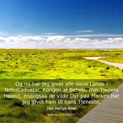 Picture 03 - Jeremias 27:6 DA1871 - Og nu har jeg givet alle disse Lande i - Bible Verse Picture