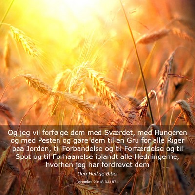 Picture 03 - Jeremias 29:18 DA1871 - Og jeg vil forfølge dem med Sværdet, med - Bible Verse Picture