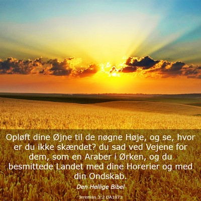 Picture 03 - Jeremias 3:2 DA1871 - Opløft dine Øjne til de nøgne Høje, og se, - Bible Verse Picture