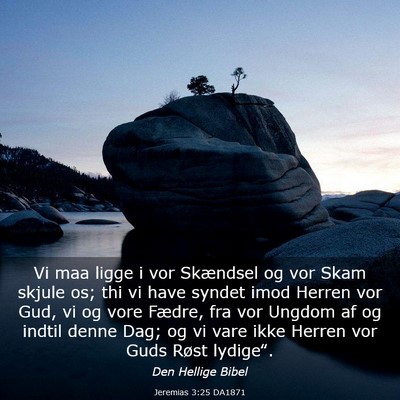 Picture 03 - Jeremias 3:25 DA1871 - Vi maa ligge i vor Skændsel og vor Skam skjule - Bible Verse Picture