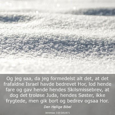 Picture 03 - Jeremias 3:8 DA1871 - Og jeg saa, da jeg formedelst alt det, at det - Bible Verse Picture