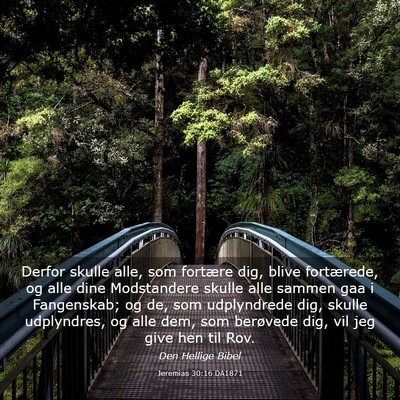 Picture 03 - Jeremias 30:16 DA1871 - Derfor skulle alle, som fortære dig, blive - Bible Verse Picture