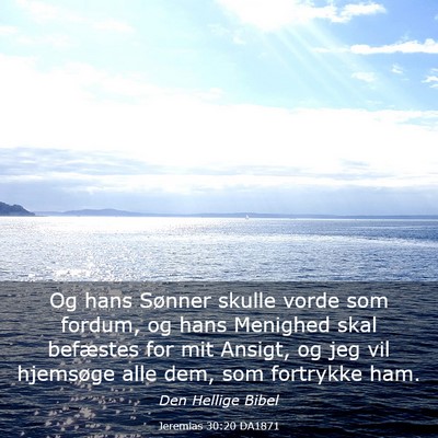 Picture 03 - Jeremias 30:20 DA1871 - Og hans Sønner skulle vorde som fordum, og hans - Bible Verse Picture