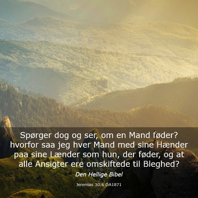 Picture 03 - Jeremias 30:6 DA1871 - Spørger dog og ser, om en Mand føder? hvorfor - Bible Verse Picture