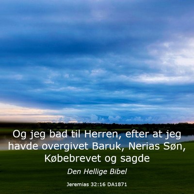 Picture 03 - Jeremias 32:16 DA1871 - Og jeg bad til Herren, efter at jeg havde - Bible Verse Picture