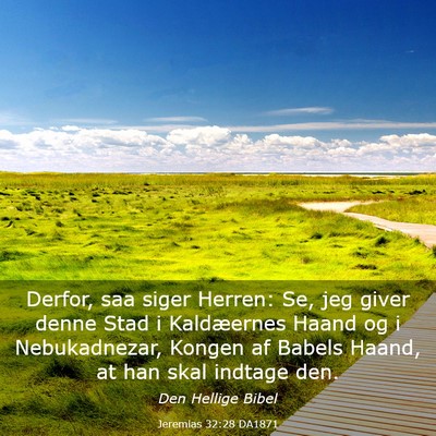 Picture 03 - Jeremias 32:28 DA1871 - Derfor, saa siger Herren: Se, jeg giver denne - Bible Verse Picture