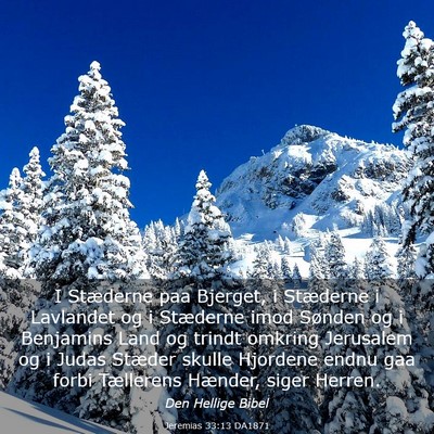 Picture 03 - Jeremias 33:13 DA1871 - I Stæderne paa Bjerget, i Stæderne i Lavlandet - Bible Verse Picture