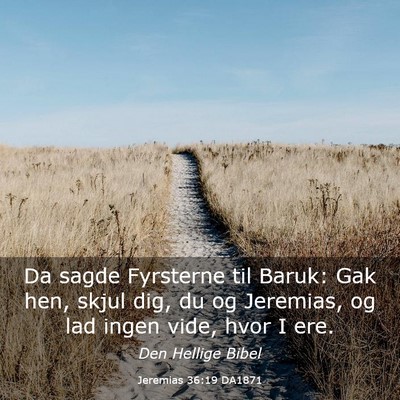 Picture 03 - Jeremias 36:19 DA1871 - Da sagde Fyrsterne til Baruk: Gak hen, skjul dig, - Bible Verse Picture