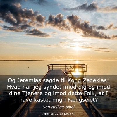 Picture 03 - Jeremias 37:18 DA1871 - Og Jeremias sagde til Kong Zedekias: Hvad har jeg - Bible Verse Picture