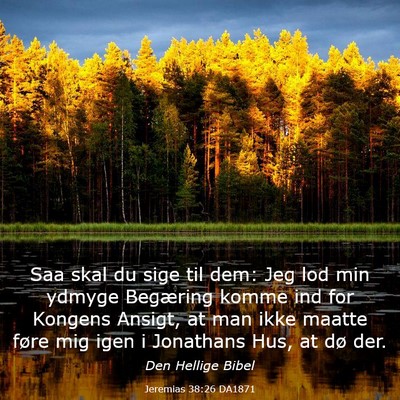 Picture 03 - Jeremias 38:26 DA1871 - Saa skal du sige til dem: Jeg lod min ydmyge - Bible Verse Picture