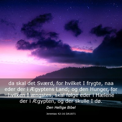 Picture 03 - Jeremias 42:16 DA1871 - da skal det Sværd, for hvilket I frygte, naa - Bible Verse Picture