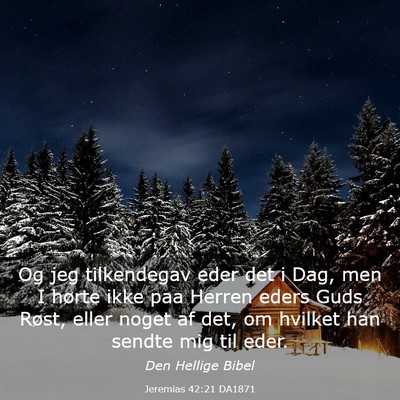 Picture 03 - Jeremias 42:21 DA1871 - Og jeg tilkendegav eder det i Dag, men I hørte - Bible Verse Picture