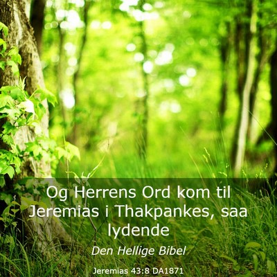 Picture 03 - Jeremias 43:8 DA1871 - Og Herrens Ord kom til Jeremias i Thakpankes, saa - Bible Verse Picture
