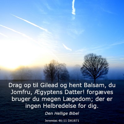 Picture 03 - Jeremias 46:11 DA1871 - Drag op til Gilead og hent Balsam, du Jomfru, - Bible Verse Picture