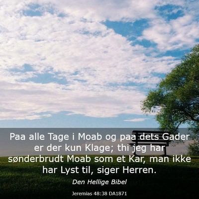 Picture 03 - Jeremias 48:38 DA1871 - Paa alle Tage i Moab og paa dets Gader er der kun - Bible Verse Picture