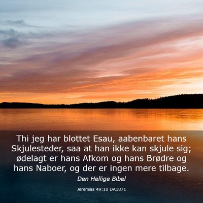 Picture 03 - Jeremias 49:10 DA1871 - Thi jeg har blottet Esau, aabenbaret hans - Bible Verse Picture
