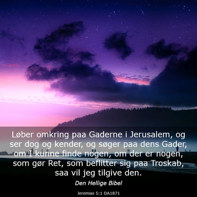 Picture 03 - Jeremias 5:1 DA1871 - Løber omkring paa Gaderne i Jerusalem, og ser - Bible Verse Picture