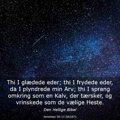 Picture 03 - Jeremias 50:11 DA1871 - Thi I glædede eder; thi I frydede eder, da I - Bible Verse Picture