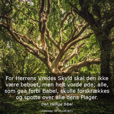 Picture 03 - Jeremias 50:13 DA1871 - For Herrens Vredes Skyld skal den ikke være - Bible Verse Picture