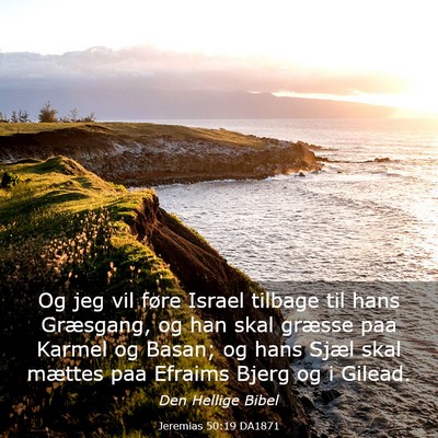 Picture 03 - Jeremias 50:19 DA1871 - Og jeg vil føre Israel tilbage til hans - Bible Verse Picture
