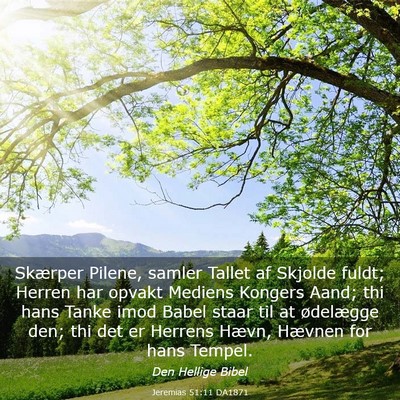 Picture 03 - Jeremias 51:11 DA1871 - Skærper Pilene, samler Tallet af Skjolde fuldt; - Bible Verse Picture