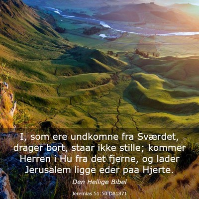 Picture 03 - Jeremias 51:50 DA1871 - I, som ere undkomne fra Sværdet, drager bort, - Bible Verse Picture
